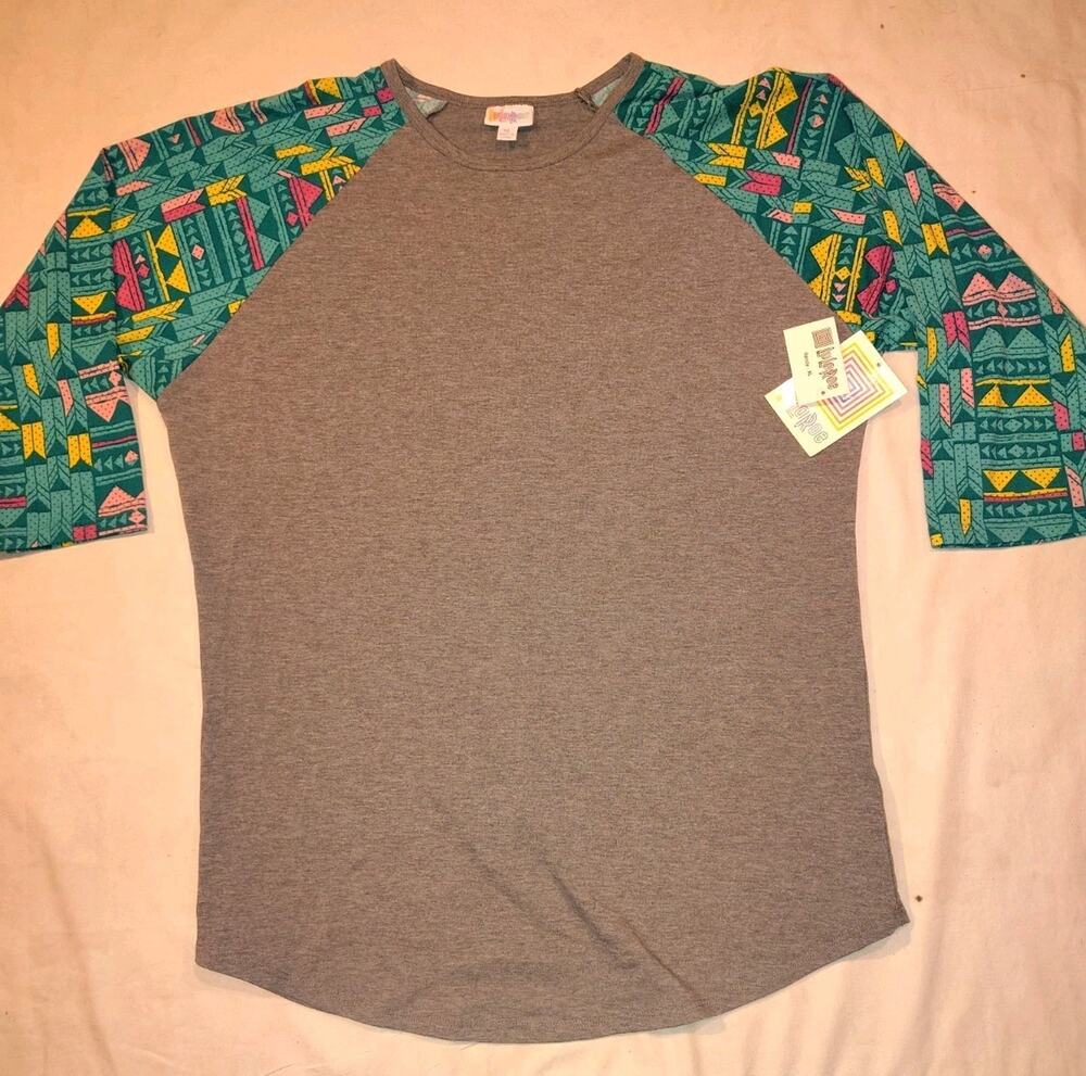 LuLaRoe Randy Long Sleeve Shirt Top Size Xtra Large NWT XL Gray Native Amer NEW